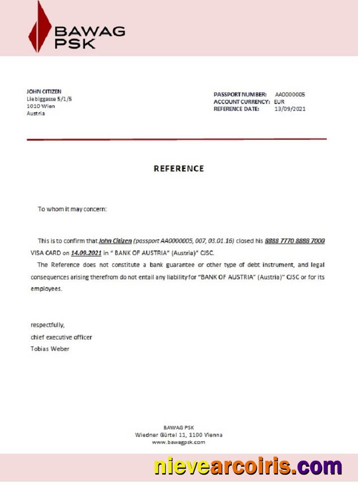 Austria BAWAG PSK closure reference